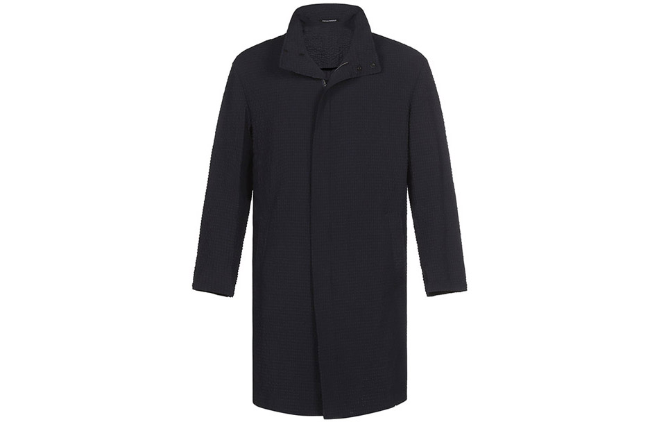 EMPORIO ARMANI FW21 Mid-Length Zip Thin Coat Jacket - Navy Blue B1L210-B1306-922