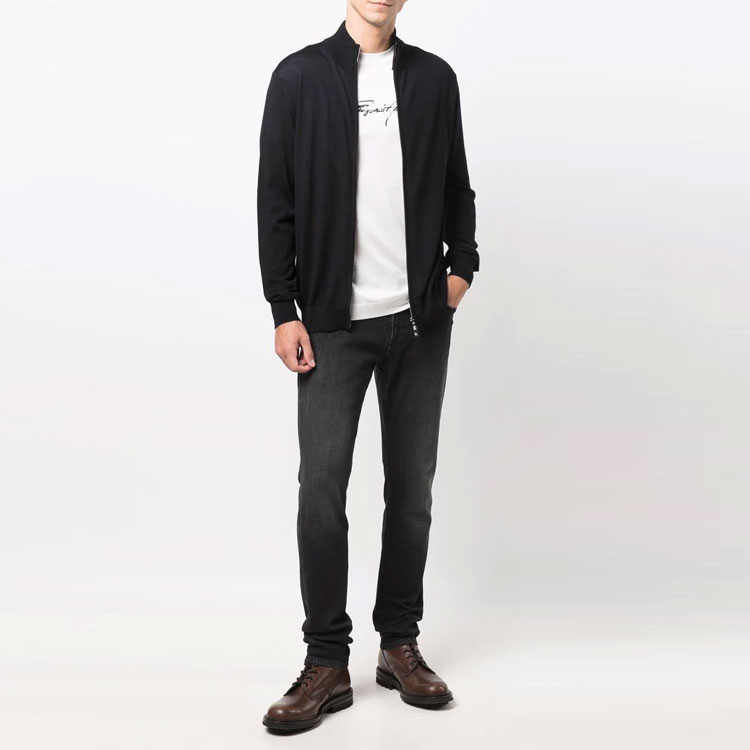 EMPORIO ARMANI FW21 Minimalist Navy Blue Knit Zipper Sweater for Men. 8N1MUZ-1MJXZ-0920 圖 3