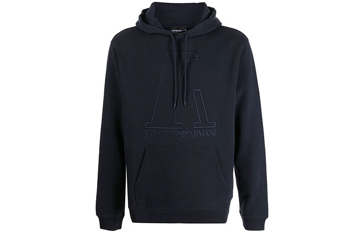 Emporio Armani FW21 Navy Blue Logo Embroidered Hoodie with Drawstrings 6K1M6T-1JT2Z-0922 圖 2