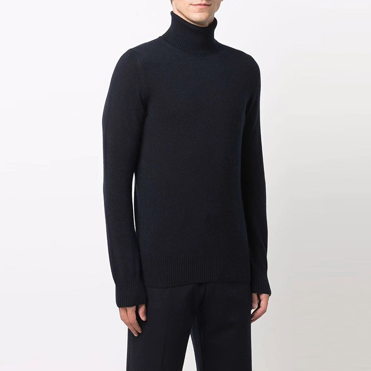 Shop 엠포리오 아르마니 FW21 네이비 블루 솔리드 컬러 터틀넥 니트 스웨터 8N1M46-1M71Z-0922