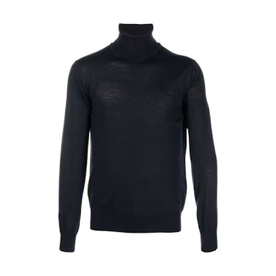 EMPORIO ARMANI FW21 Navy Turtleneck Wool Knit Pullover Sweater. 8N1M43-1M67Z-0922