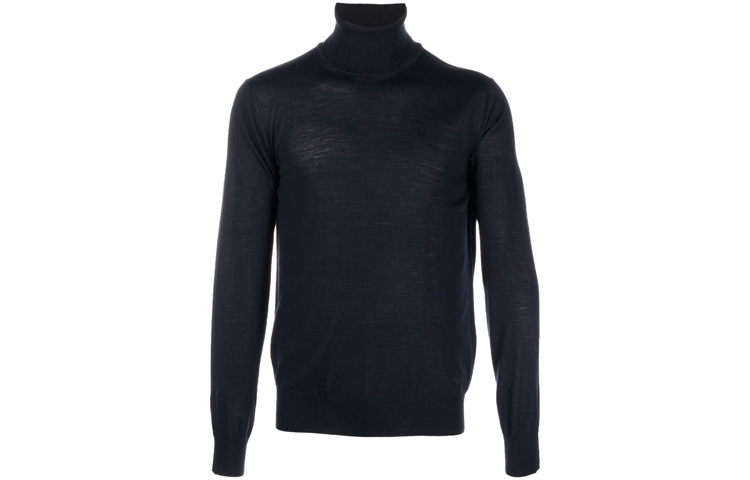 Order EMPORIO ARMANI FW21 Navy Turtleneck Wool Knit Pullover Sweater. 8N1M43-1M67Z-0922