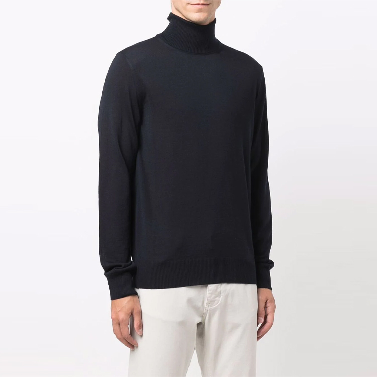 Shop EMPORIO ARMANI FW21 Navy Turtleneck Wool Knit Pullover Sweater. 8N1M43-1M67Z-0922