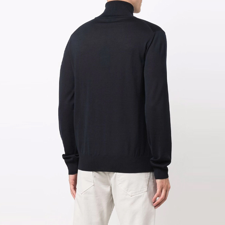 Purchase EMPORIO ARMANI FW21 Navy Turtleneck Wool Knit Pullover Sweater. 8N1M43-1M67Z-0922