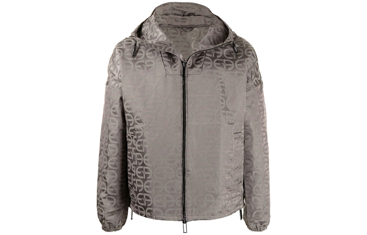 Emporio Armani FW21 Oversized Printed Hoodie Jacket Gray 3K1BM8-1NWAZ