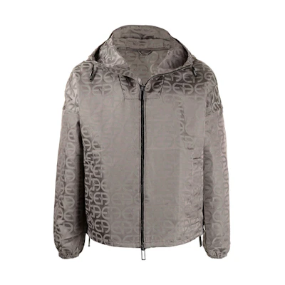 Emporio Armani FW21 Oversized Printed Hoodie Jacket Gray 3K1BM8-1NWAZ