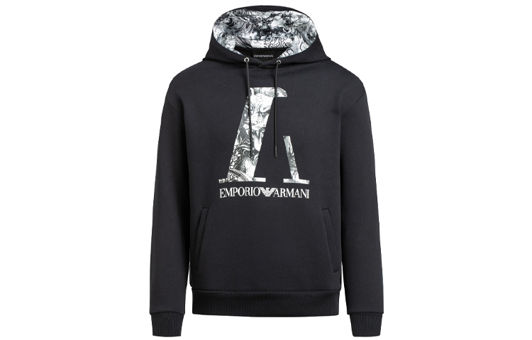 Emporio Armani FW21 Patterned Oversized Hoodie Black () 3K1M8P-1JM3Z-0999