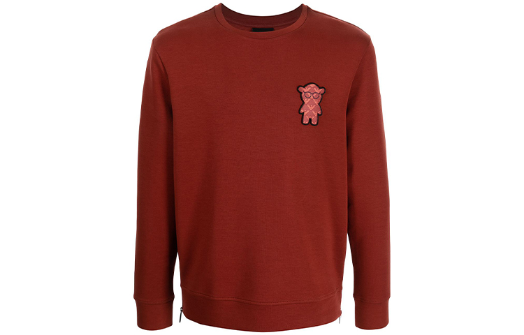 Emporio Armani FW21 Red Logo Patch Pullover Sweatshirt for Men 6K1MF5-1JHSZ-0358
