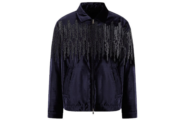 Lookbook Emporio Armani FW21 翻轉刺繡休閒拉鍊棉外套 藍色 B1R710-B1186-997