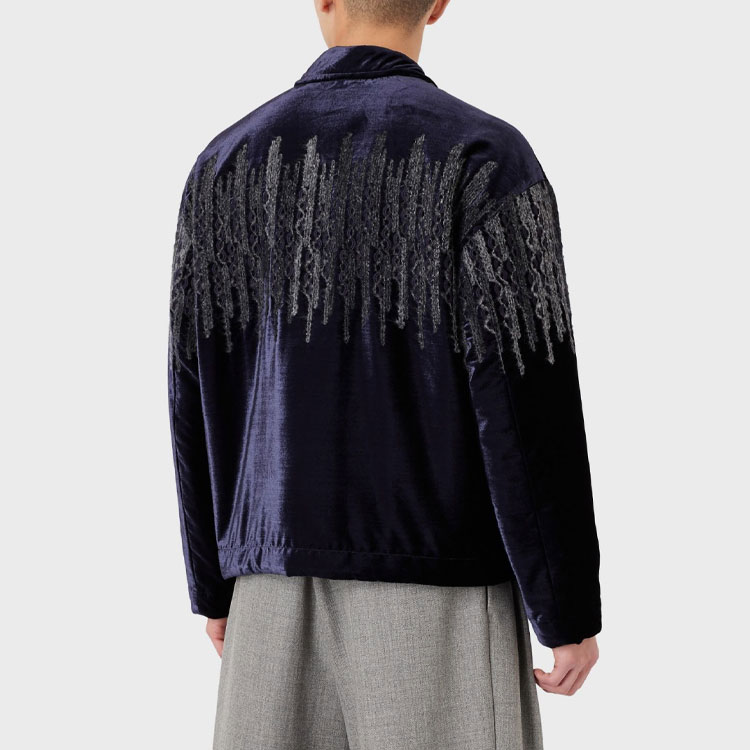 Purchase Emporio Armani FW21 翻轉刺繡休閒拉鍊棉外套 藍色 B1R710-B1186-997