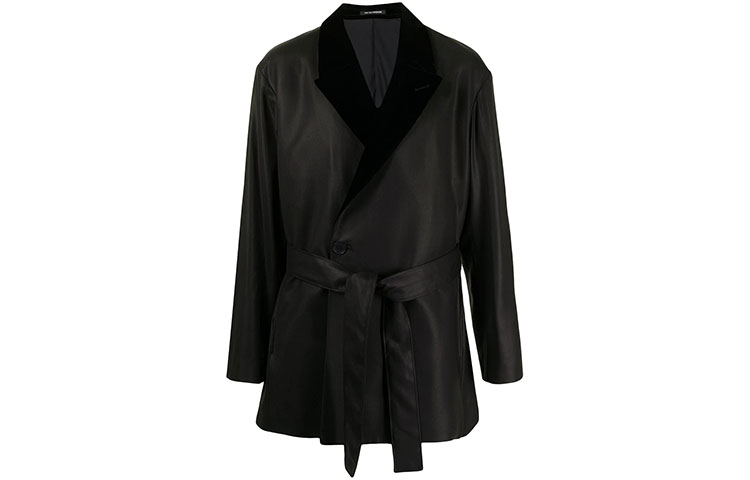 Emporio Armani FW21 Slim-Fit Suit Jacket with Lace-Up Closure Black B1G360-B1540-999