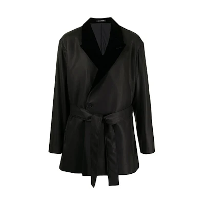 Emporio Armani FW21 Slim-Fit Suit Jacket with Lace-Up Closure Black B1G360-B1540-999