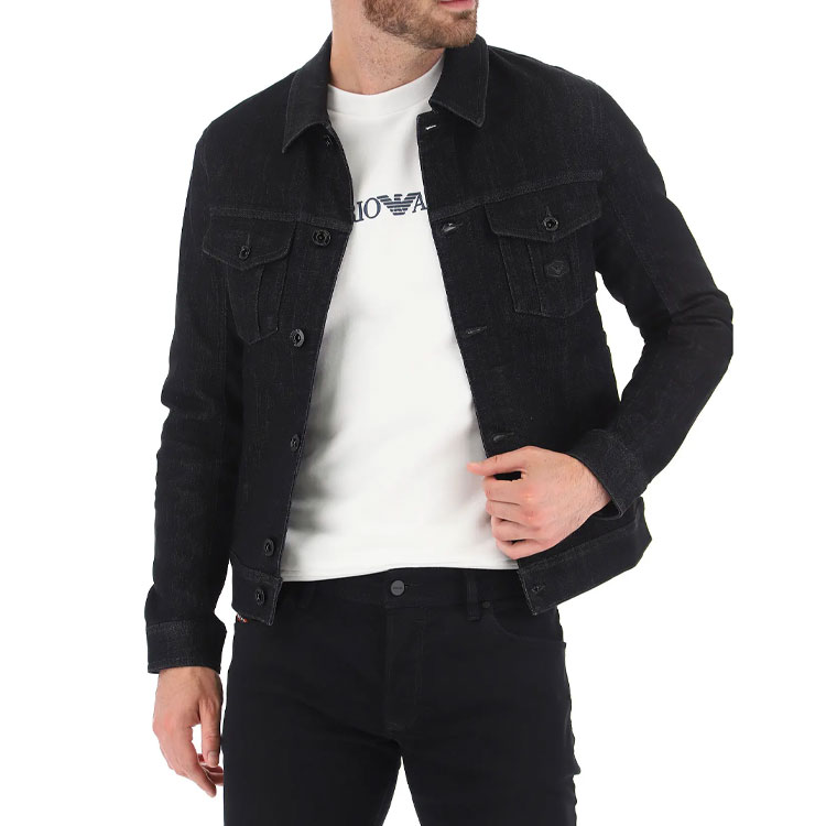 Emporio Armani FW21 Solid Black Denim Jacket for Men. 8N1B95-1DV7Z-0005 圖 6
