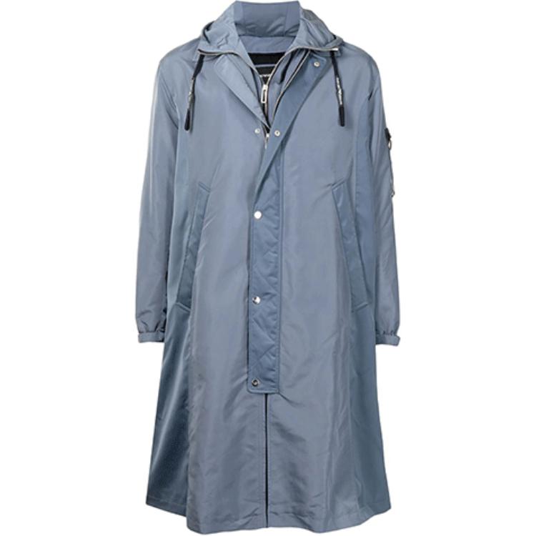 Emporio Armani FW21 Solid Color Zip-Up Hooded Jacket Gray-Blue 3K1L98-1NZHZ-0668