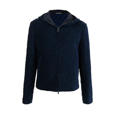 Emporio Armani FW21 Solid Color Zip Hoodie Jacket Men’s Blue B1R410-B1143-922
