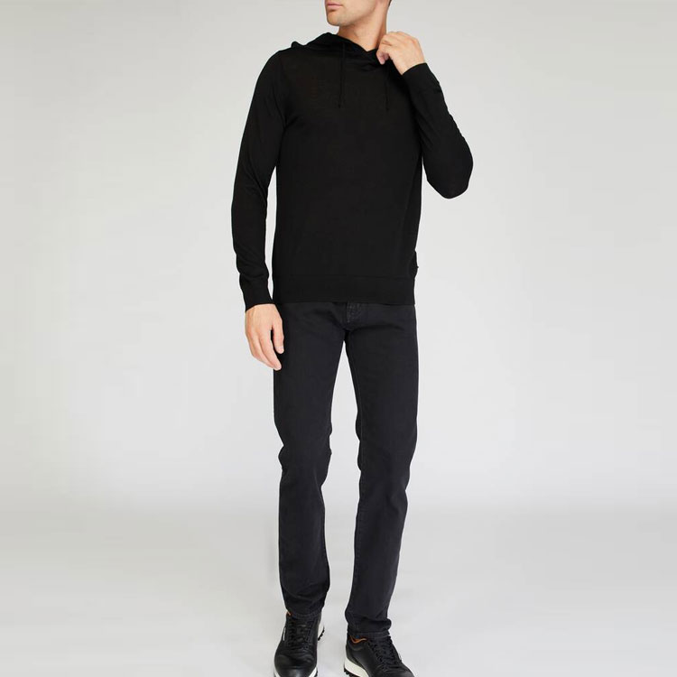 Purchase Emporio Armani FW21 男士純色針織長袖連帽黑色毛衣。 8N1MUW-1MJWZ-0999