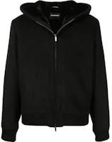 Emporio Armani FW21 Solid Zip-Up Hooded Bomber Jacket Black Mens B1R62-0B145-2999 Emporio Armani FW21 Solid Zip-Up Hooded Bomber Jacket Black Mens B1R62-0B145-2999