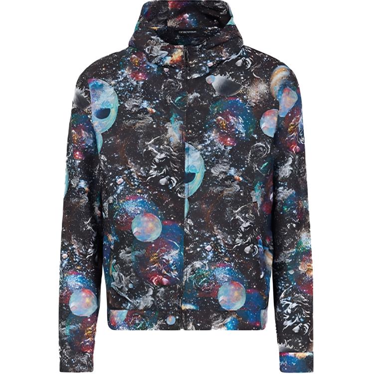 Emporio Armani FW21 Starry Print Hooded Jacket Black B1R410-B1017-997