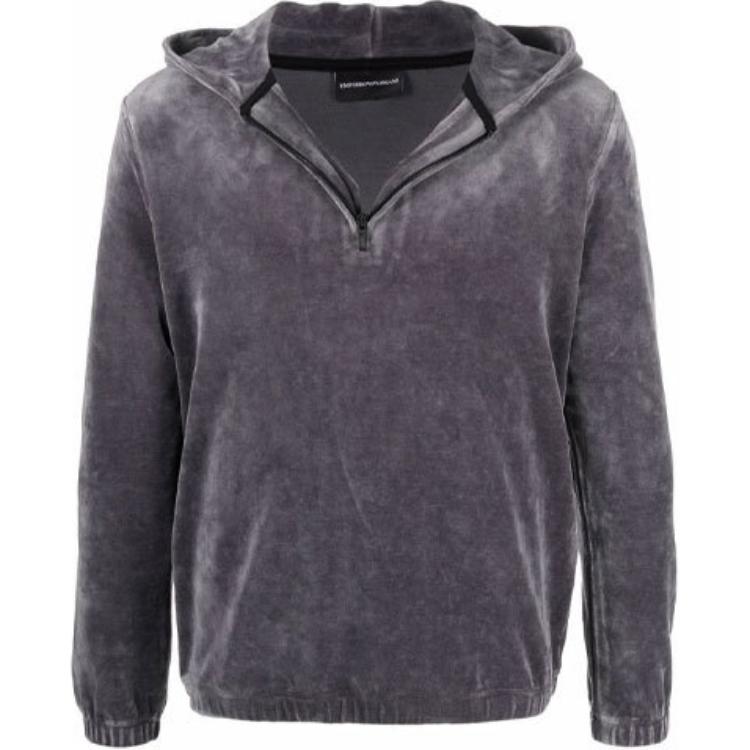 Emporio Armani FW21 Velvet Zip-Up Hoodie Grey () 6K1MG6-1JVYZ-0633