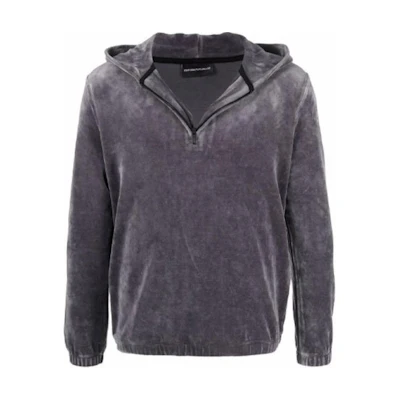 Emporio Armani FW21 Velvet Zip-Up Hoodie Grey () 6K1MG6-1JVYZ-0633