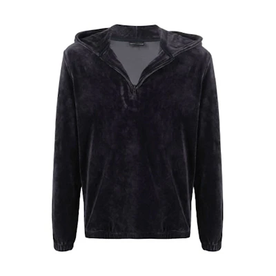 Emporio Armani FW21 Velvet Zipped Hoodie Black () 6K1MG6-1JVYZ-0920