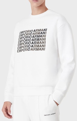 EMPORIO ARMANI FW21 White Cotton Embroidered Crewneck Sweatshirt. 6K1M62-1JHSZ-0100 Shop EMPORIO ARMANI FW21 White Cotton Embroidered Crewneck Sweatshirt. 6K1M62-1JHSZ-0100