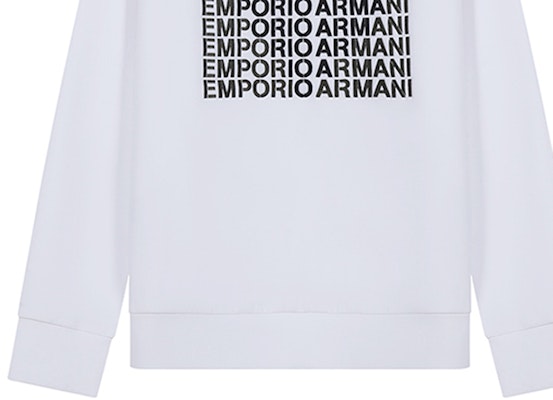 EMPORIO ARMANI FW21 White Cotton Embroidered Crewneck Sweatshirt. 6K1M62-1JHSZ-0100 Sizing EMPORIO ARMANI FW21 White Cotton Embroidered Crewneck Sweatshirt. 6K1M62-1JHSZ-0100
