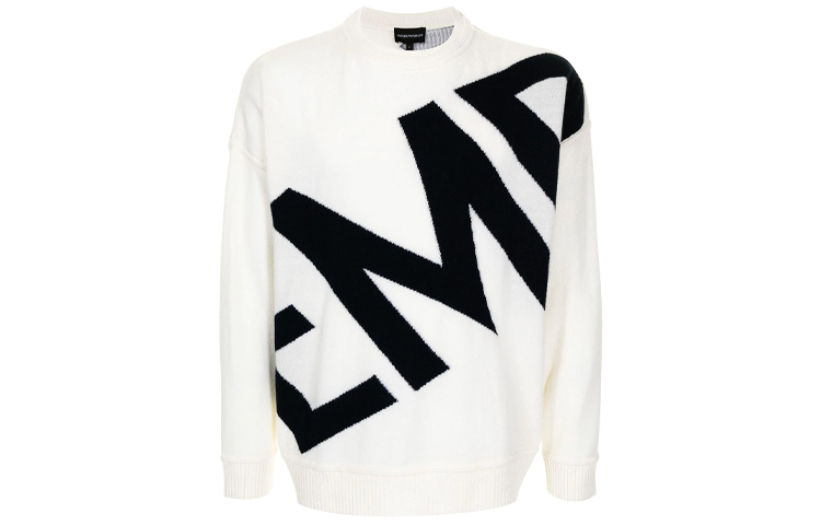 Emporio Armani FW21 White Knit Wool Sweater with Logo Design. 3K1MT9-1MD2Z-0101 圖 2