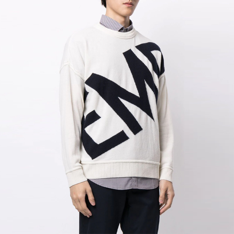 Emporio Armani FW21 White Knit Wool Sweater with Logo Design. 3K1MT9-1MD2Z-0101 圖 3