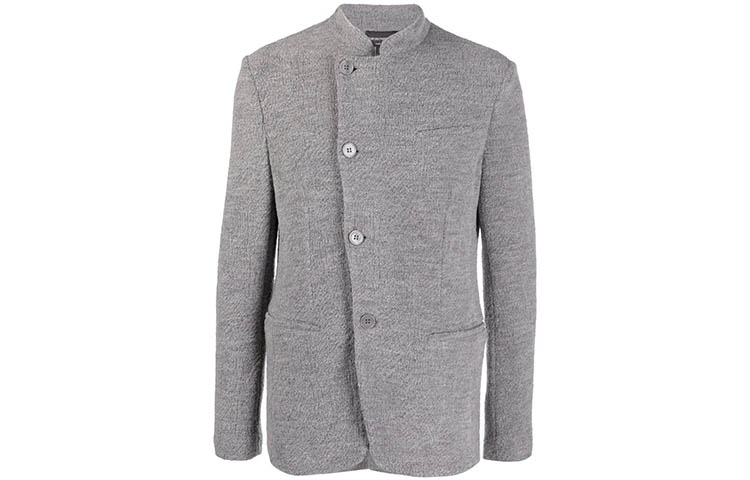 Emporio Armani FW21 Wool-Blend Stand Collar Jacket Grey 6K1G7R-1JV5Z-0607