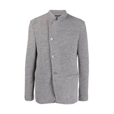 Emporio Armani FW21 Wool-Blend Stand Collar Jacket Grey 6K1G7R-1JV5Z-0607