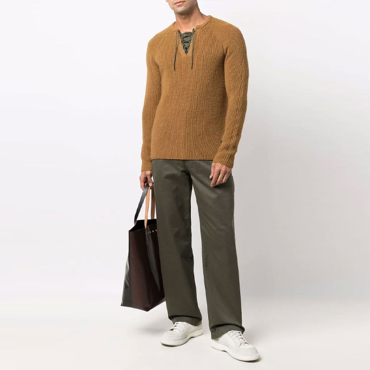 EMPORIO ARMANI FW21 Yellow Wool Sweater with Lace-Up Detail. 6K1MZ1-1M5EZ-0259 圖 3