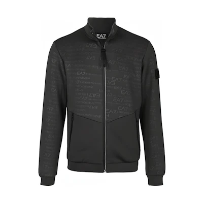 Emporio Armani FW22 Black Casual Logo Print Stand Collar Jacket. 6LPM08-PJAHZ-1200
