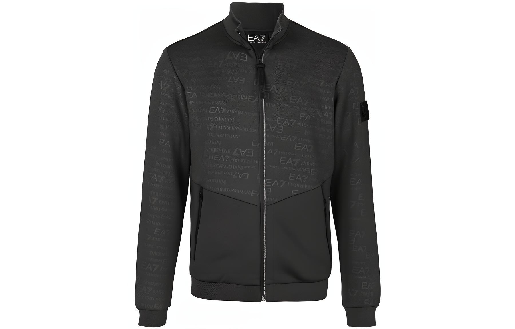 Order 엠포리오 아르마니 FW22 블랙 로고 프린트 스탠드 칼라 캐주얼 자켓. 6LPM08-PJAHZ-1200