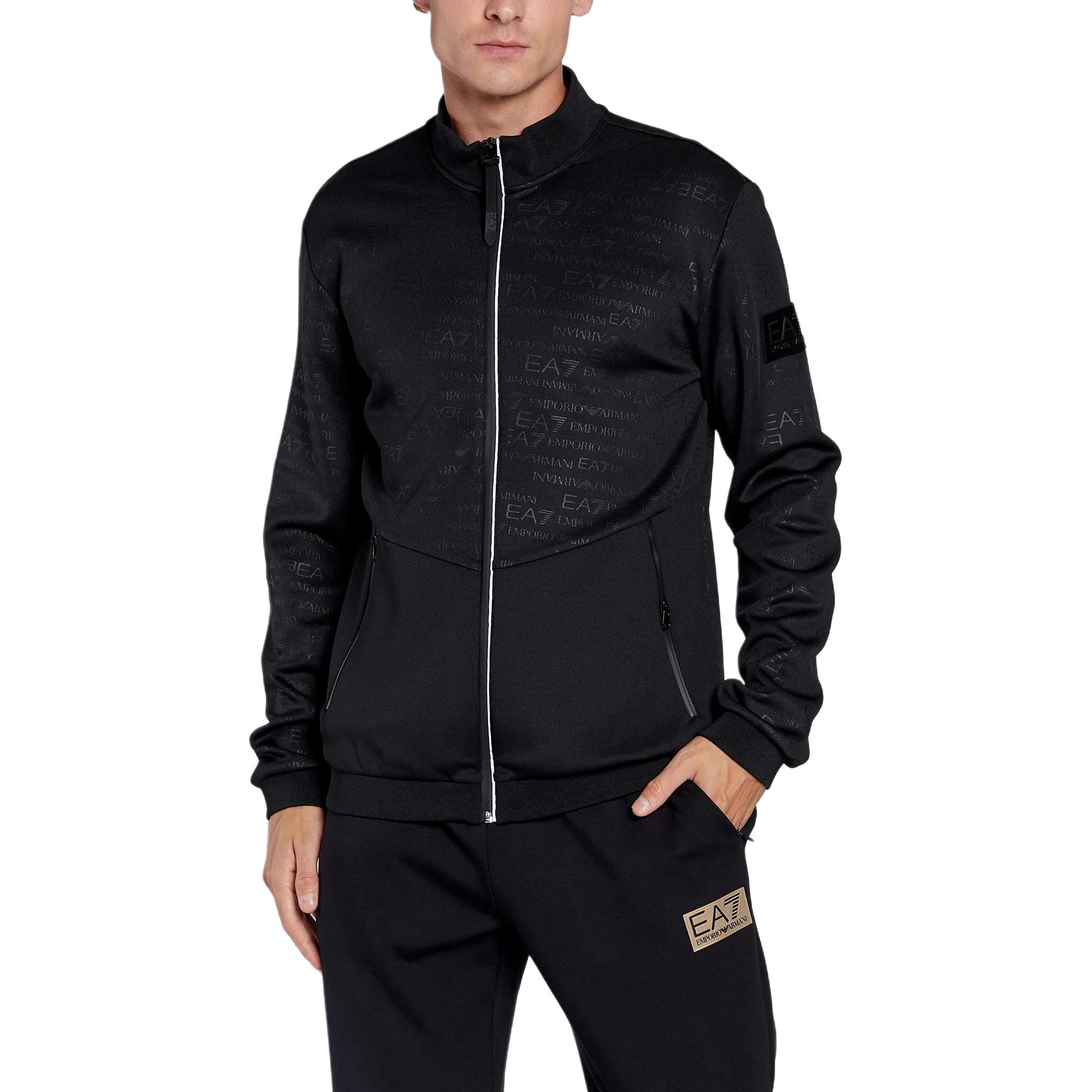 Purchase 엠포리오 아르마니 FW22 블랙 로고 프린트 스탠드 칼라 캐주얼 자켓. 6LPM08-PJAHZ-1200