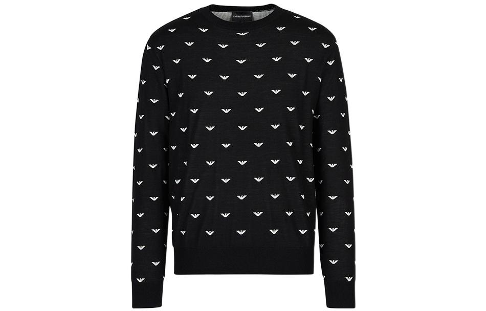 Emporio Armani FW22  Black Eagle Jacquard Crewneck Sweater. 6L1MX11MPRZ-F010
