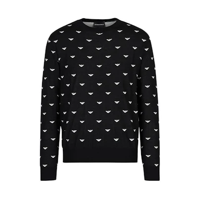 Emporio Armani FW22 Black Eagle Jacquard Crewneck Sweater. 6L1MX11MPRZ-F010