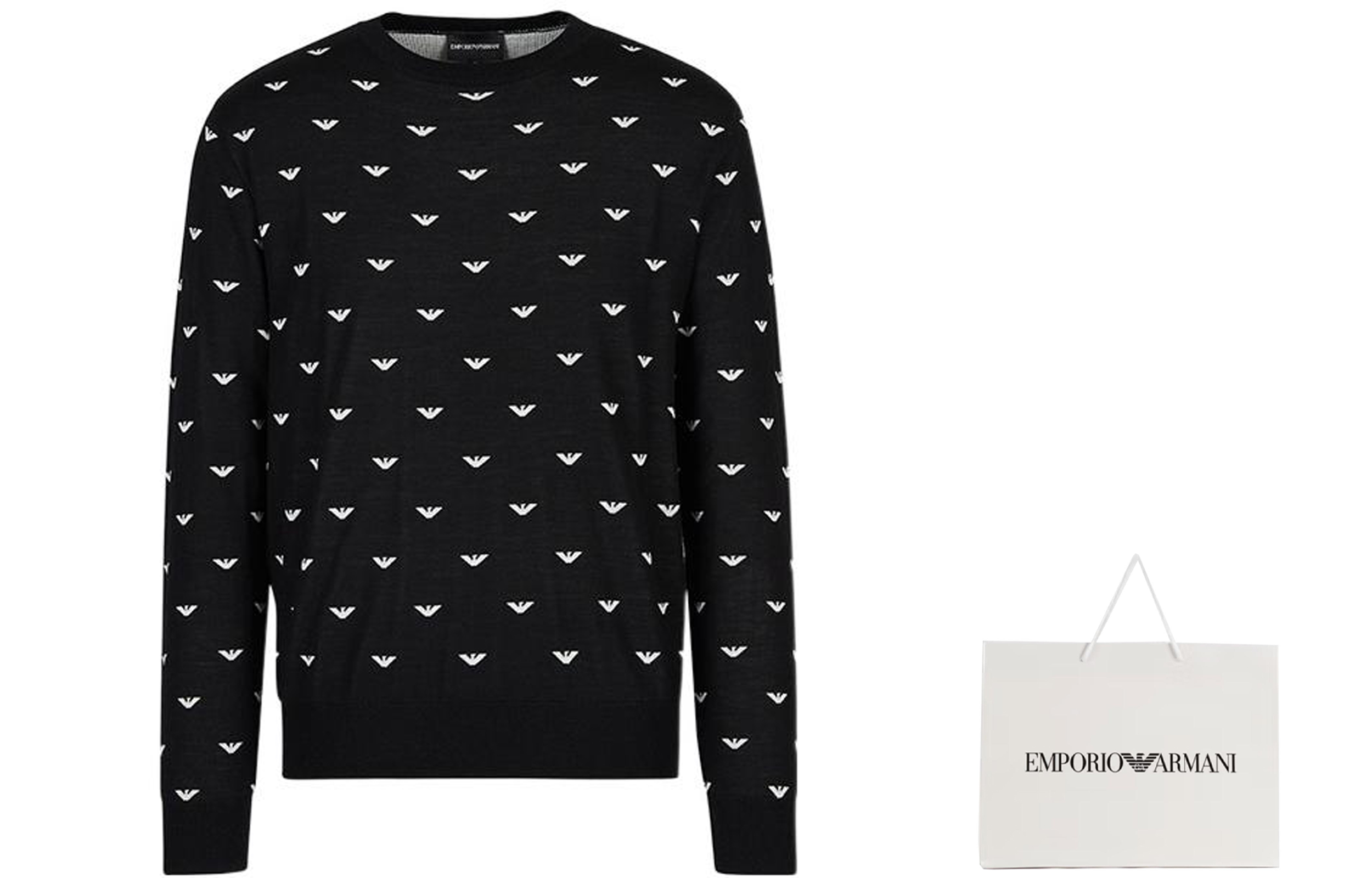 Lookbook エンポリオアルマーニ FW22 ブラックイーグル ジャカード クルーネックセーター. 6L1MX11MPRZ-F010