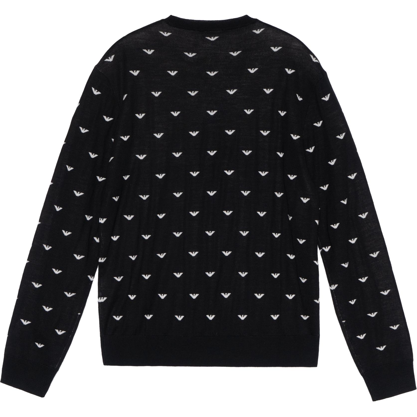 Shop エンポリオアルマーニ FW22 ブラックイーグル ジャカード クルーネックセーター. 6L1MX11MPRZ-F010