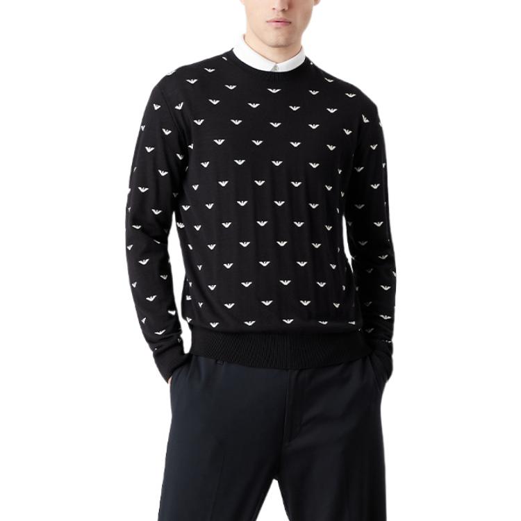 Sizing エンポリオアルマーニ FW22 ブラックイーグル ジャカード クルーネックセーター. 6L1MX11MPRZ-F010