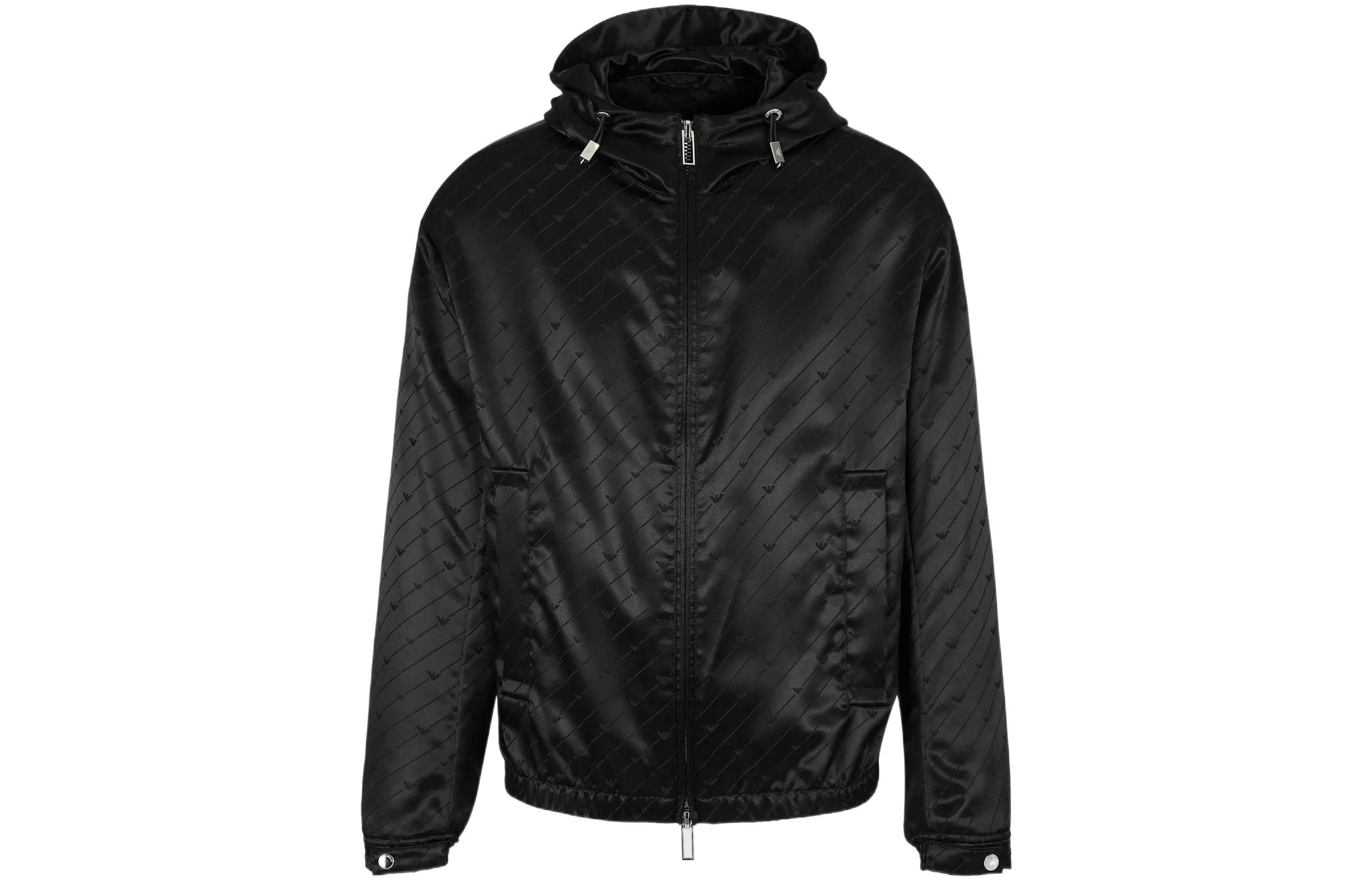 Emporio Armani FW22  Black Eagle Logo Jacquard Hoodie Jacket. 6L1BL3-1NLBZ-F012