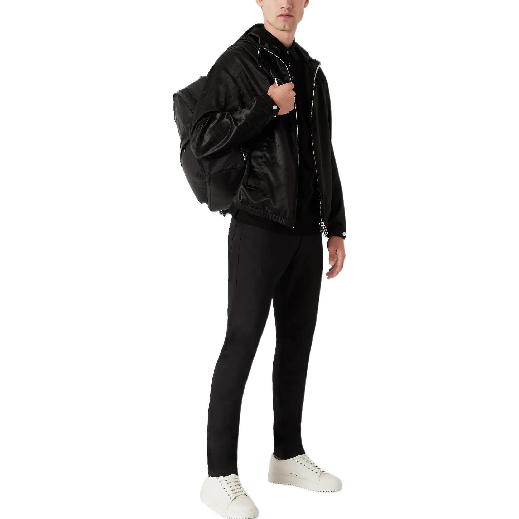 Lookbook エンポリオアルマーニ FW22 ブラック イーグルロゴ ジャカード フーディ ジャケット 6L1BL3-1NLBZ-F012