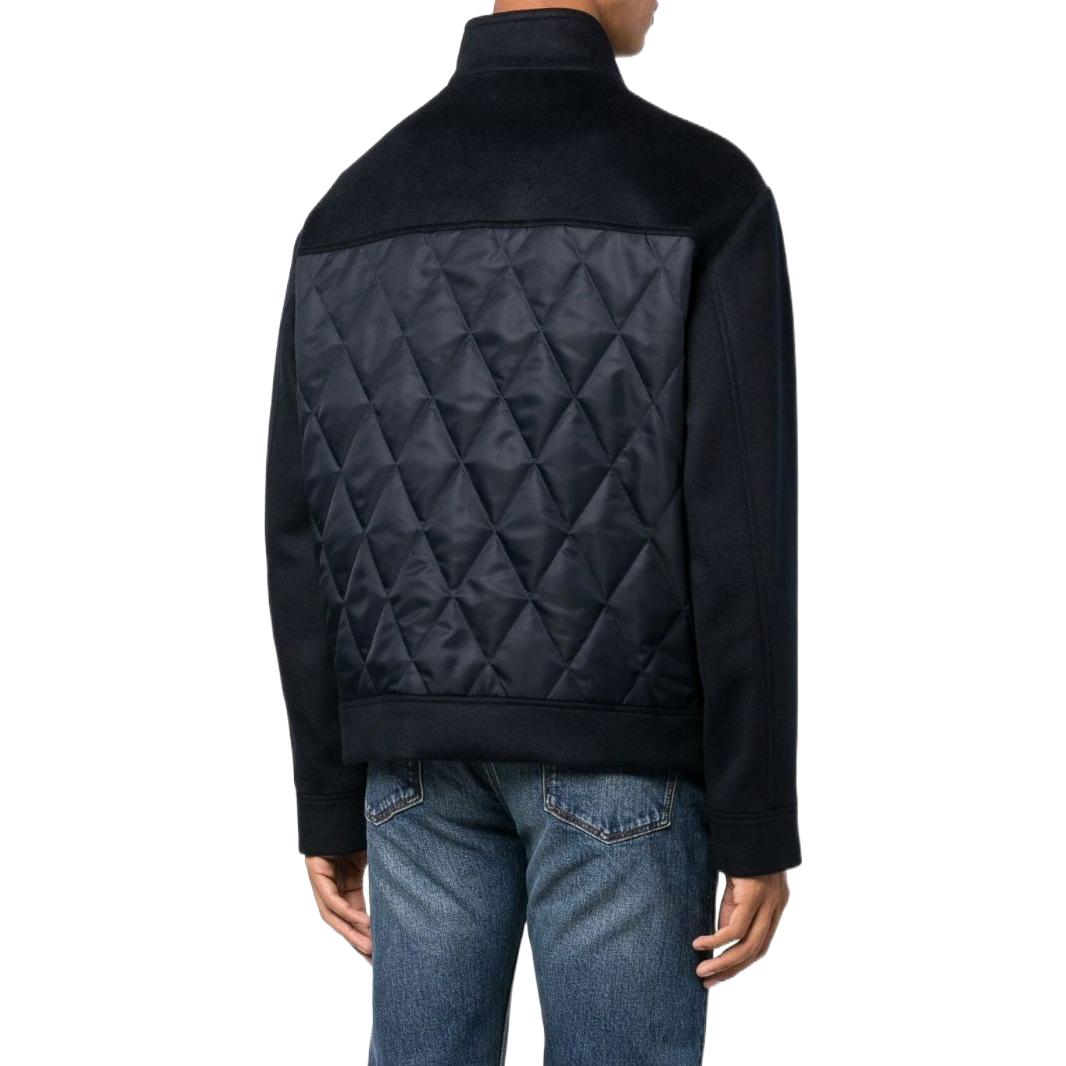 Shop EMPORIO ARMANI FW22 Jaket Hitam Leher Tinggi Zip-Up H31R42-C1452-0922