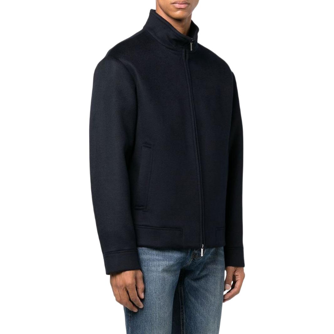 Purchase EMPORIO ARMANI FW22 Jaket Hitam Leher Tinggi Zip-Up H31R42-C1452-0922