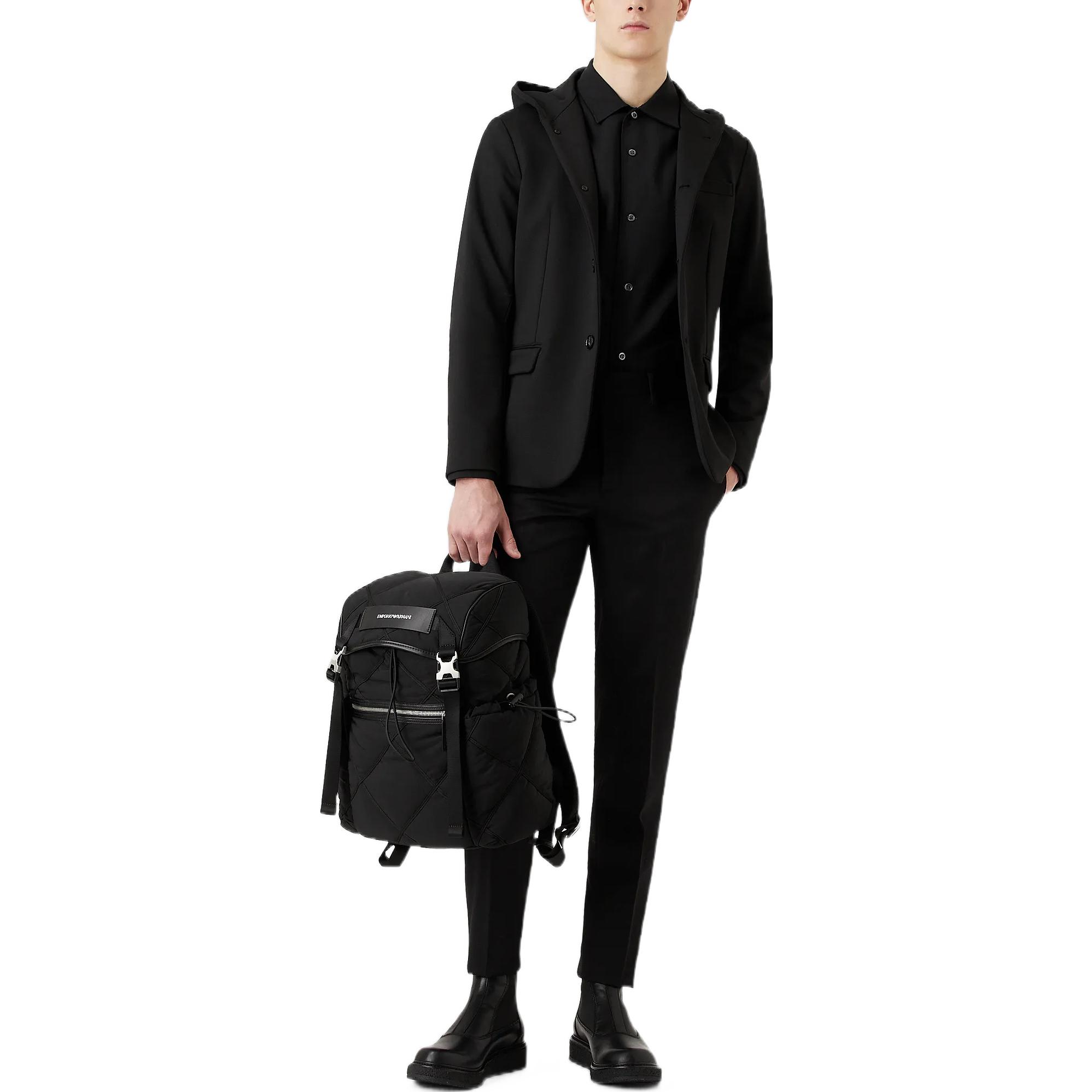 Lookbook Emporio Armani FW22 黑色連帽單排扣外套大衣 6L1GN6-1JJYZ-0999