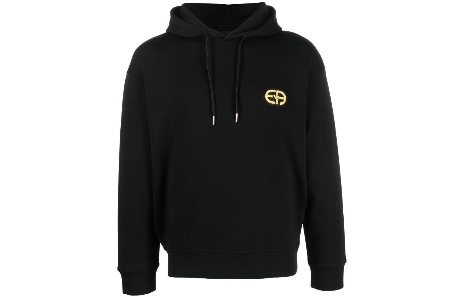 EMPORIO ARMANI FW22  Black Hoodie with Logo. 6L1M84-1JHSZ-0999