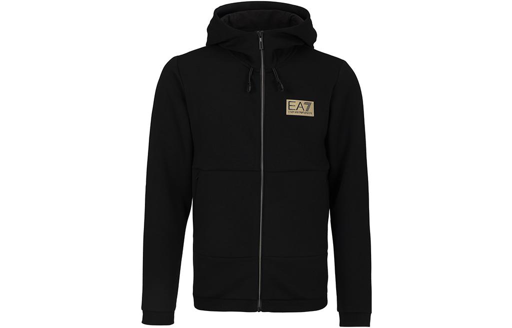 Buy Emporio Armani FW22  Black Hoodie with Logo Print and Zipper Design. 6LPM29-PJHVZ-1200
