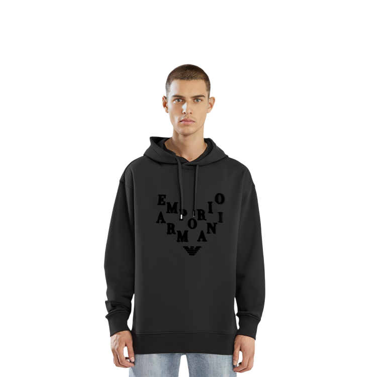 Emporio Armani FW22  Black Hoodie with Solid Color Letter Print Design. 6L1MM9-JHSZ-0059 圖 5