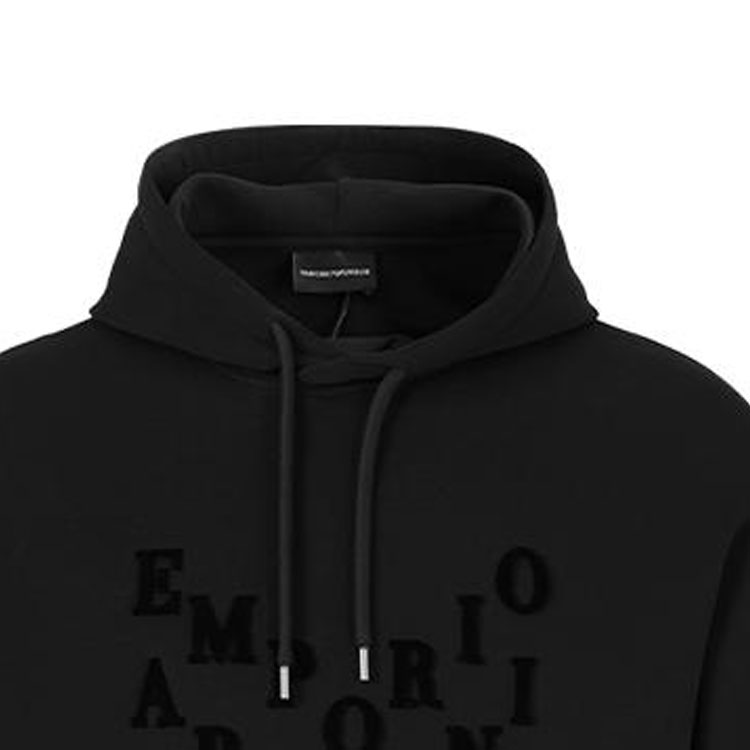 Emporio Armani FW22  Black Hoodie with Solid Color Letter Print Design. 6L1MM9-JHSZ-0059 圖 7