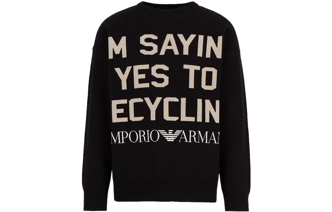 Emporio Armani FW22  Black Knit Jacquard Logo Sweater 6H1MZ1-1M3FZ1-0999